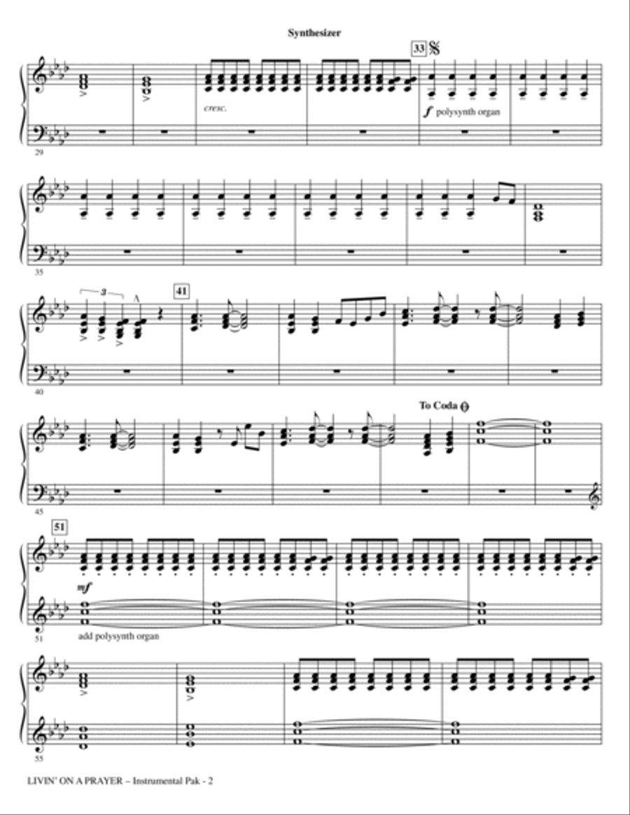 Livin' On A Prayer (arr. Mac Huff) - Synthesizer Choir scores gallery preview page 2