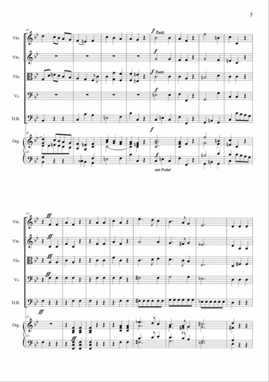 REGINA COELI LAETARE - F. Schubert - Arr. for String Quintet and Piano/Organ Small Ensemble scores gallery preview page 5