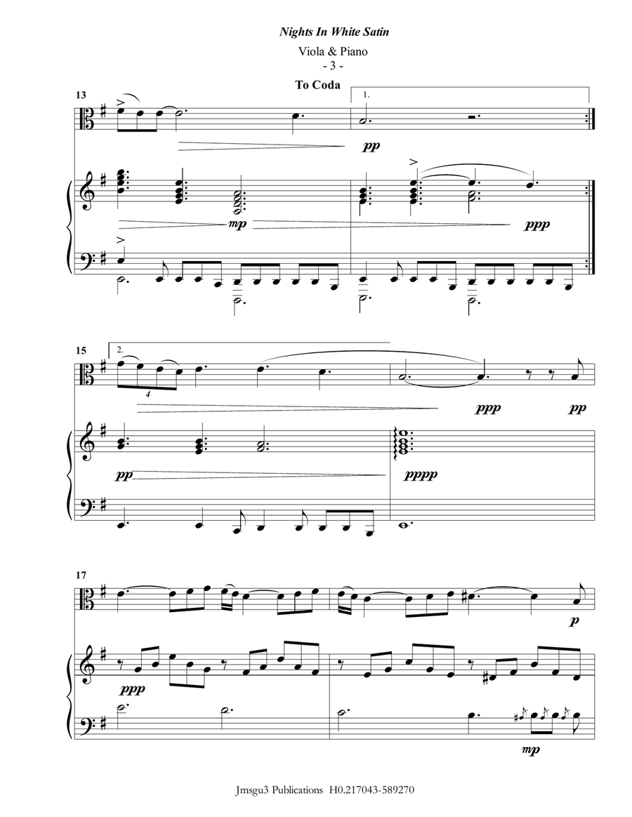Nights In White Satin Viola scores gallery preview page 3