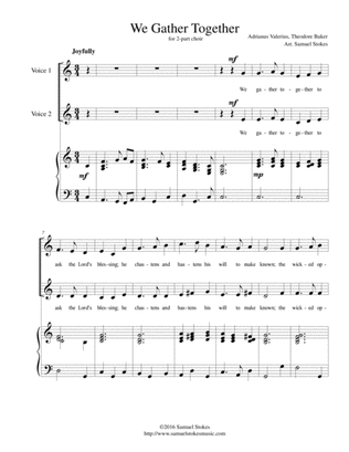 We Gather Together (The Thanksgiving Hymn) - for 2-part choir with piano accompaniment