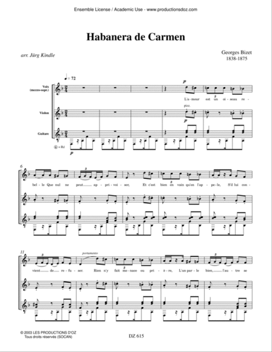 Habanera de Carmen Classical Guitar scores gallery preview page 2
