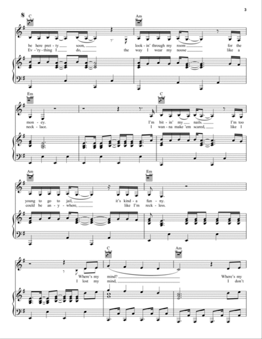 bellyache Piano, Vocal, Guitar scores gallery preview page 3