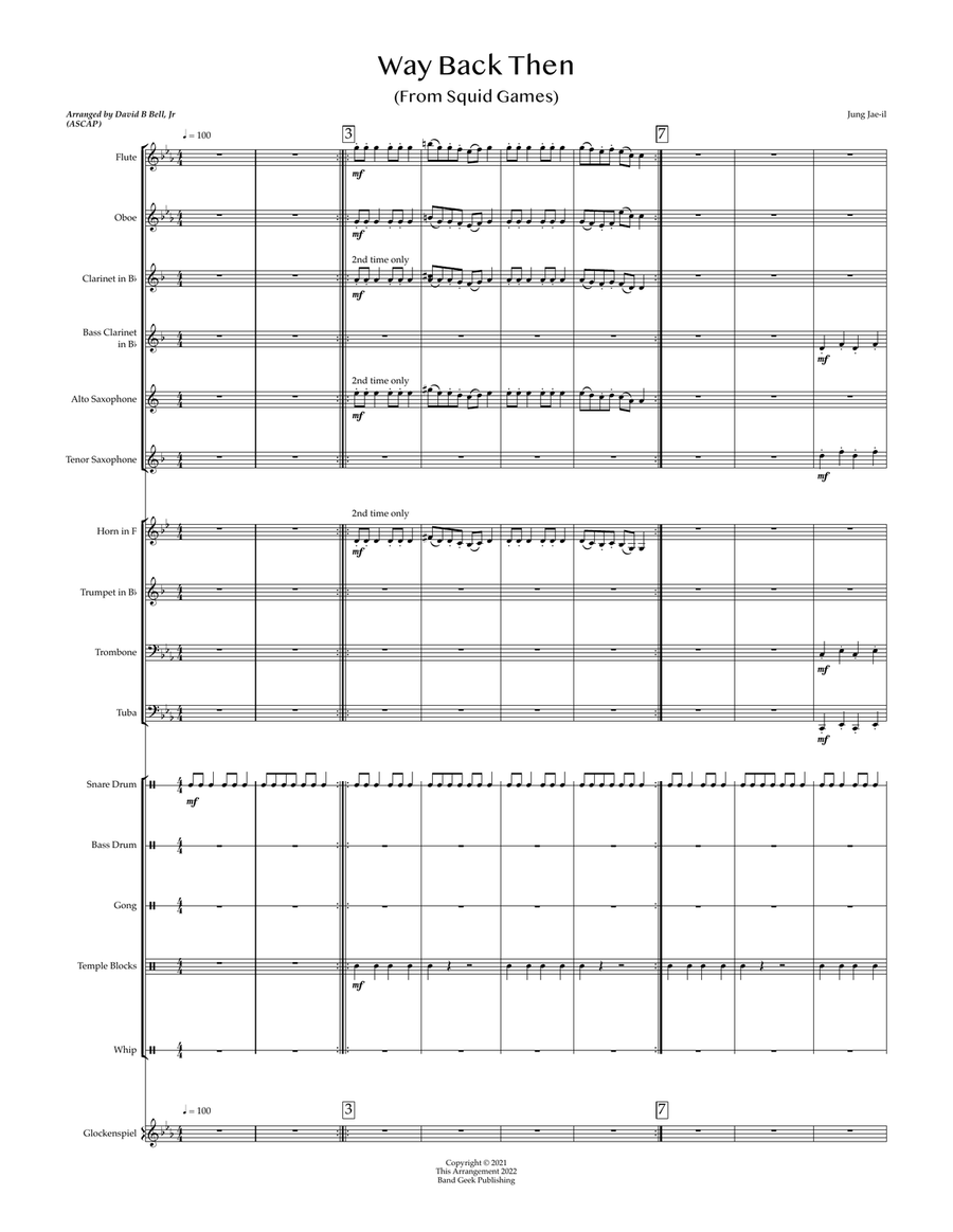 Way Back Then Concert Band scores gallery preview page 1
