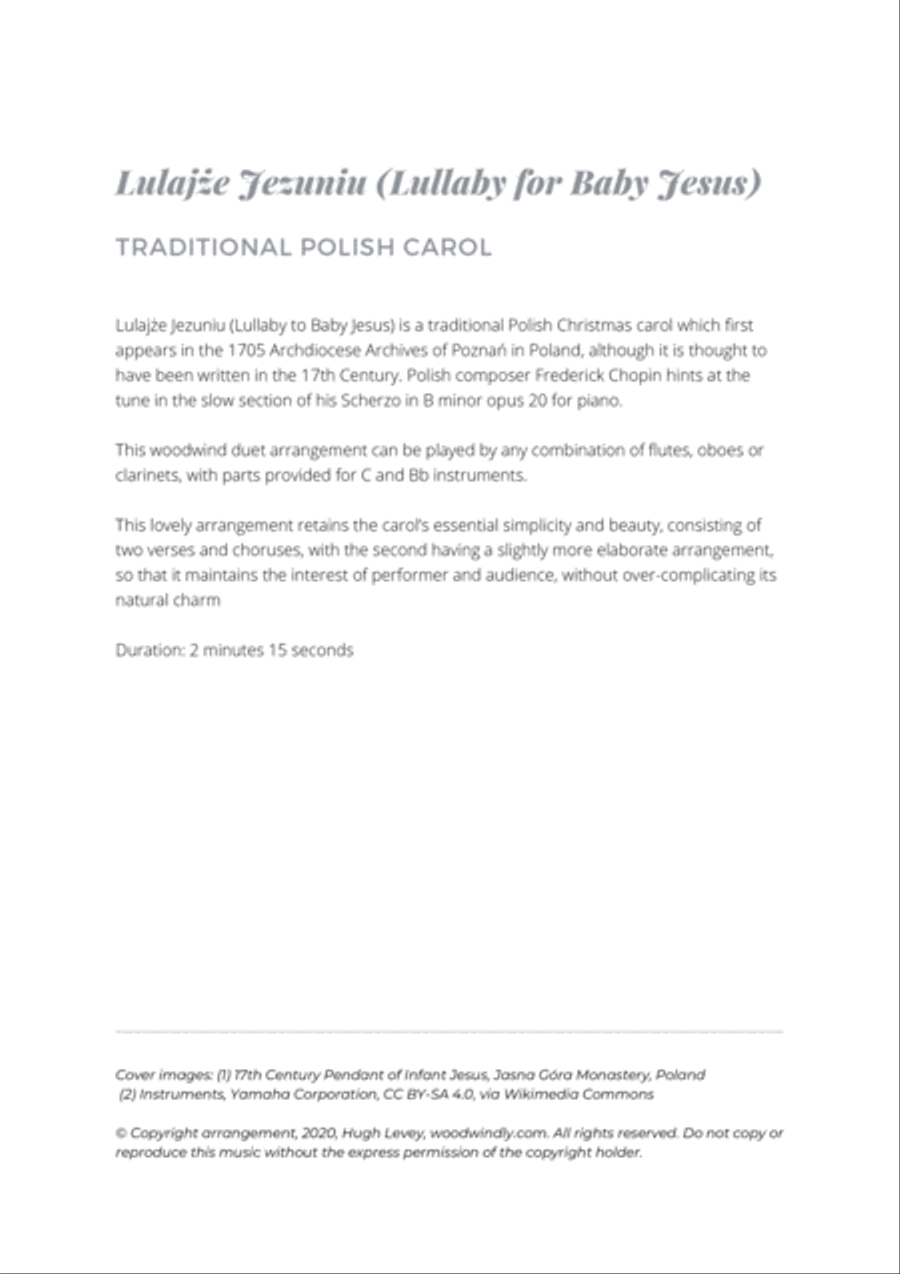 Lulajże Jezuniu (Lullaby for Baby Jesus) - Traditional Polish Carol - Woodwind Duet Woodwind Duet scores gallery preview page 2