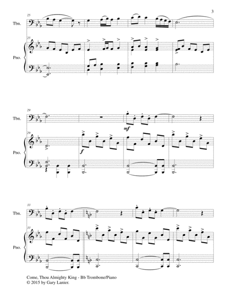 COME, THOU ALMIGHTY KING (Duet – Trombone and Piano/Score and Parts) image number null