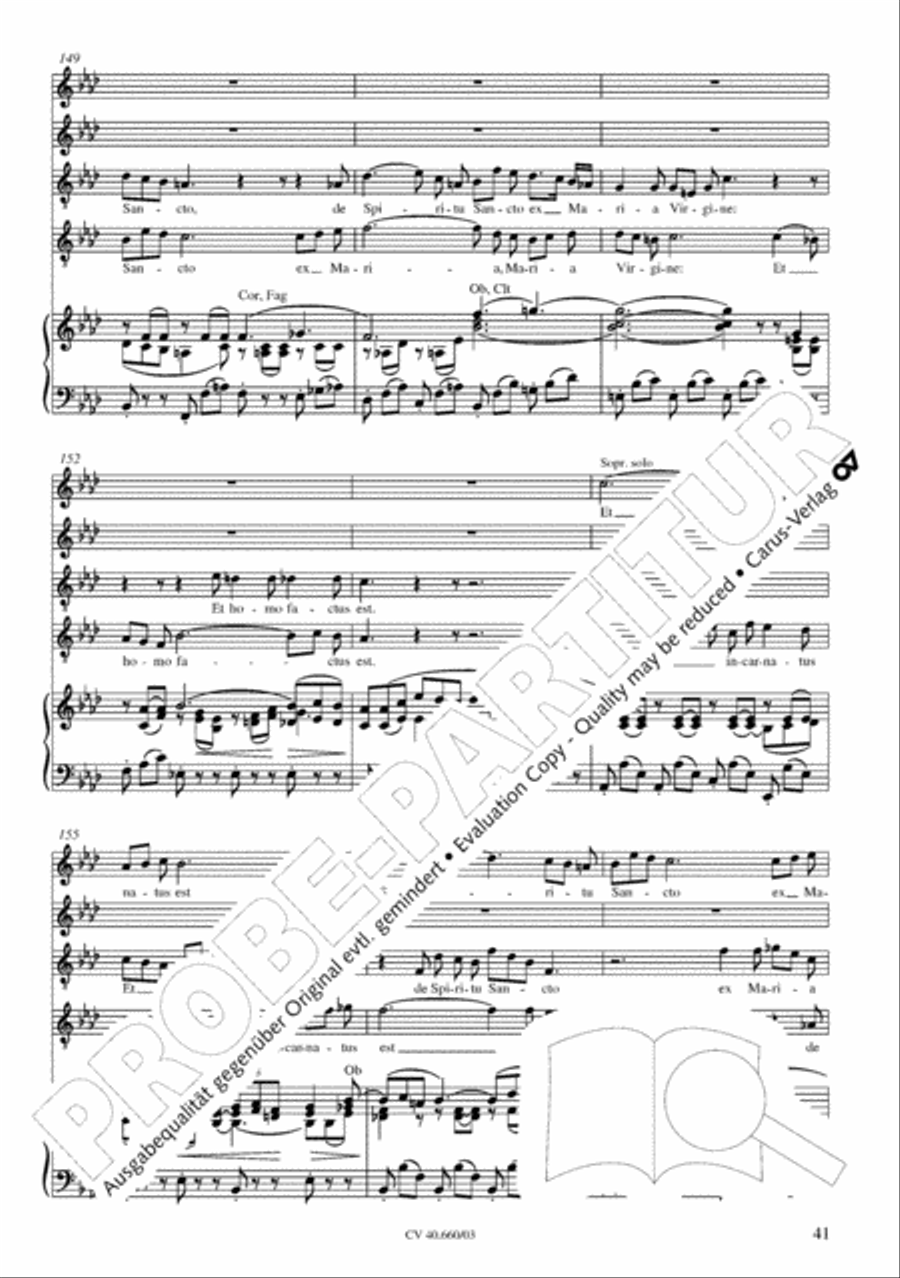 Mass in E flat major (Messe in Es) SATTB scores gallery preview page 42