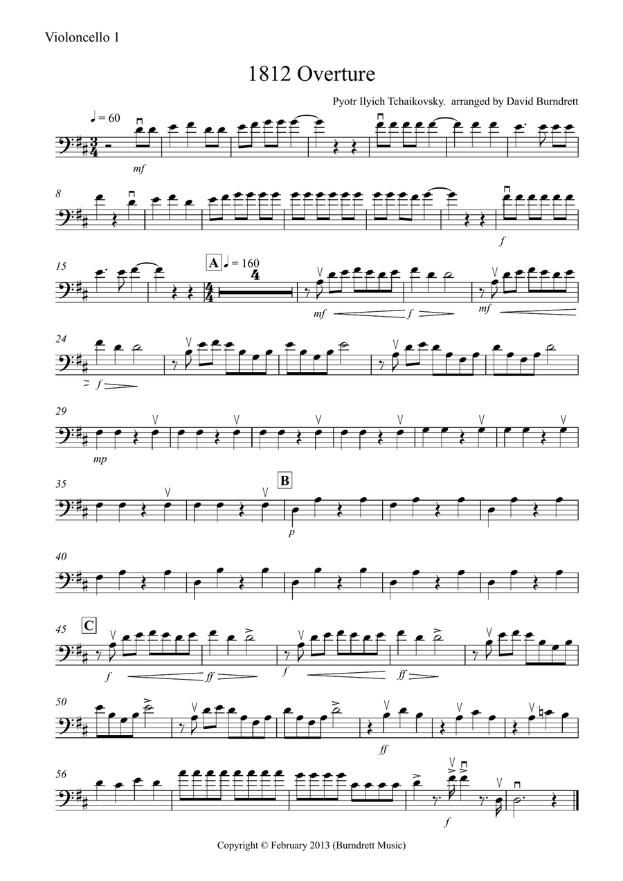 1812 Overture for Cello Quartet Cello Solo scores gallery preview page 4