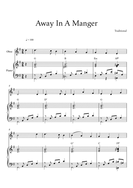 Traditional - Away In a Manger (Piano and Oboe) with chords image number null
