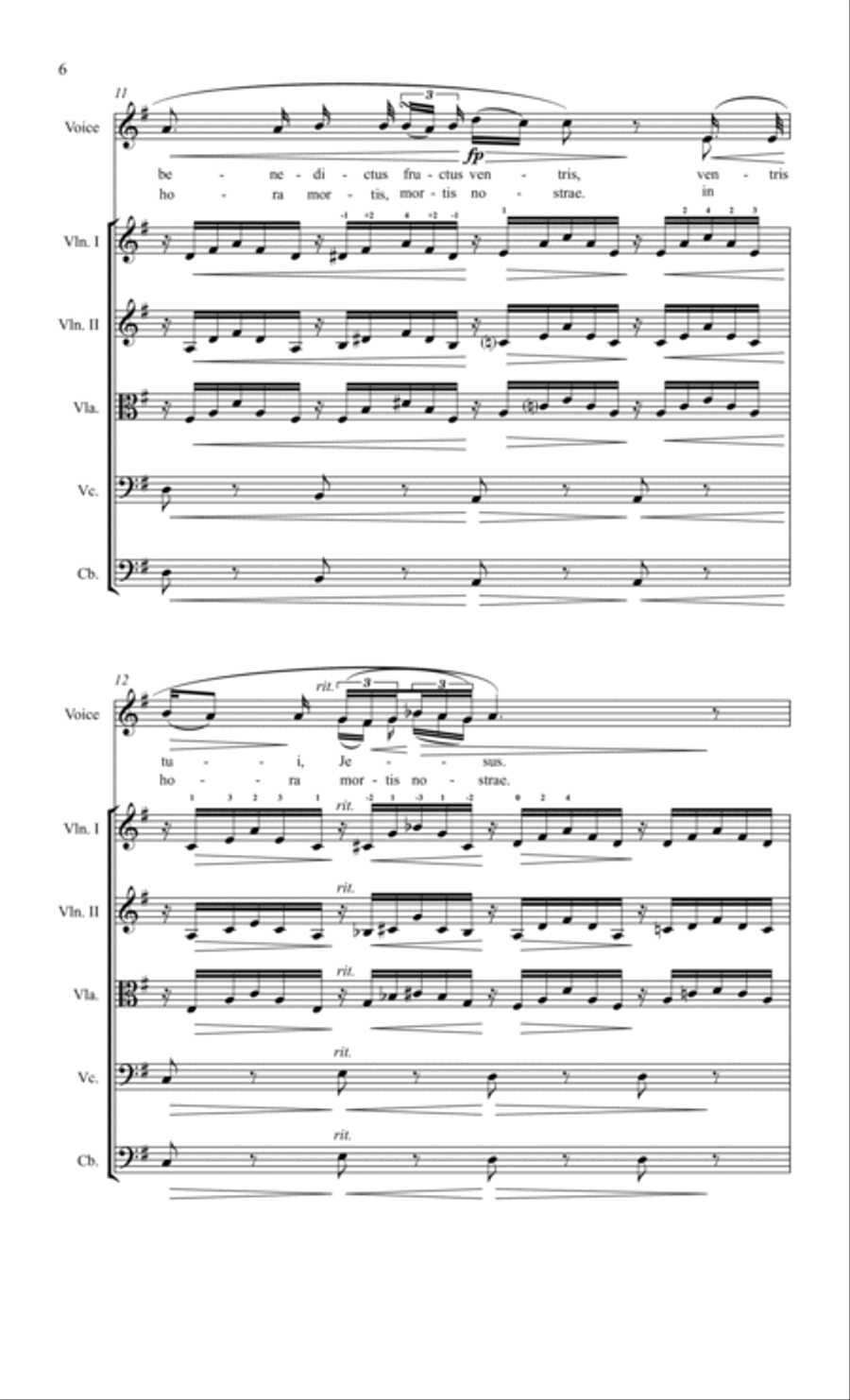Ave Maria (Schubert) Key of G, for Voice with String Orchestra or String Quartet Accompaniment String Quartet scores gallery preview page 6