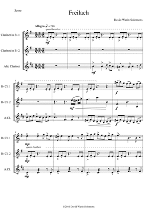 Freilach (Fraylach) for clarinet trio (2 B flats and 1 Alto)