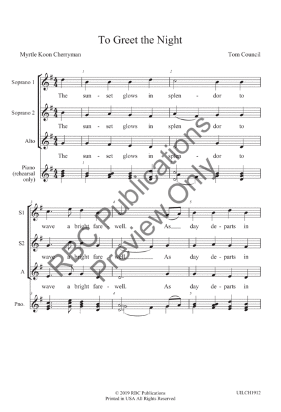 To Greet The Night (SSA) SSA scores gallery preview page 3