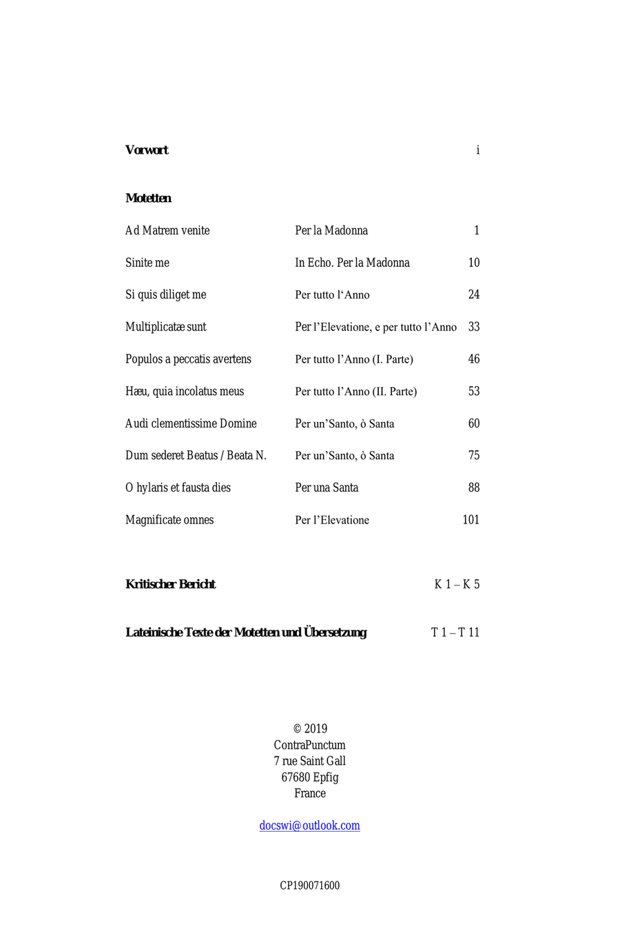 Gratiani, Bonifatio: Il Quinto Libro de Mottetti à Voce Sola, Roma 1669 Soprano Voice scores gallery preview page 2