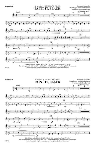 Paint It, Black: 1st F Horn