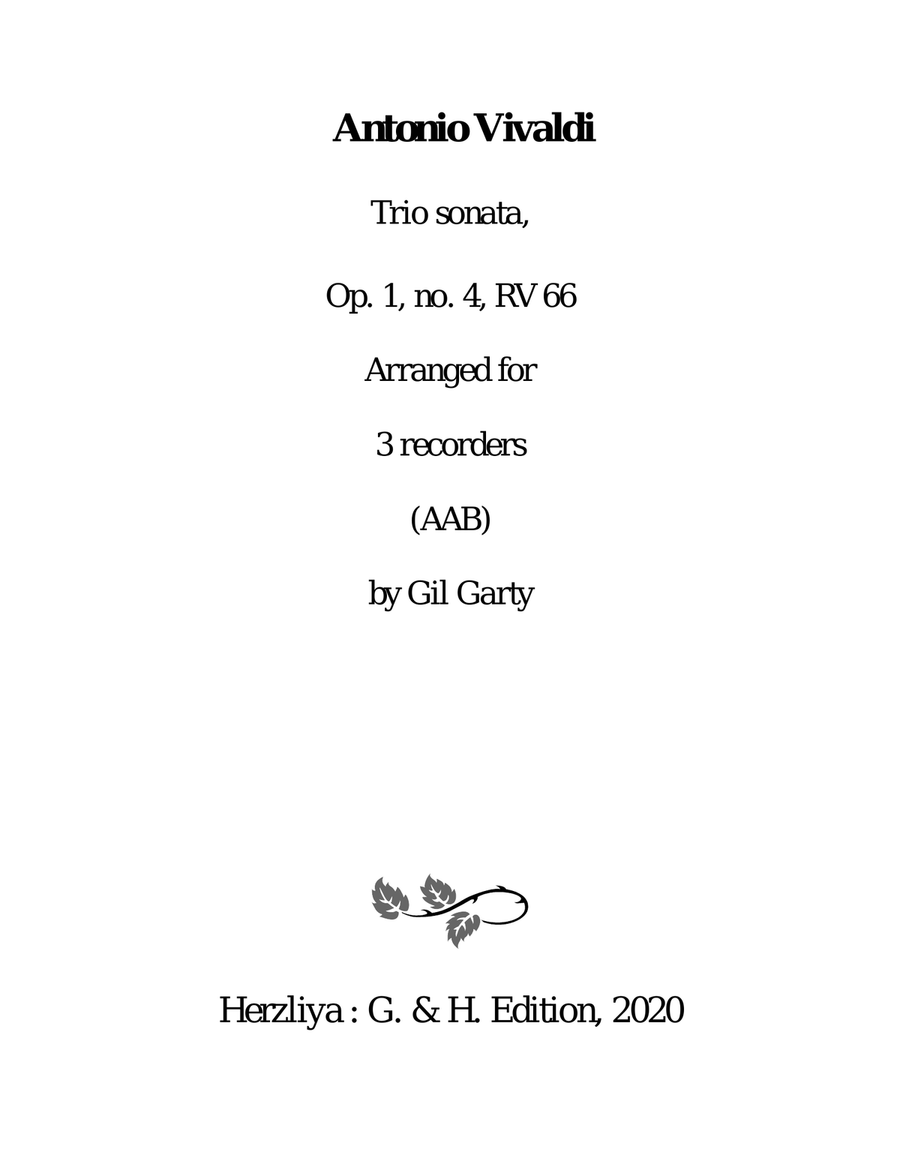 Trio sonata Op.1, no.4, RV 66 (Arrangement for 3 recorders (AAB))
