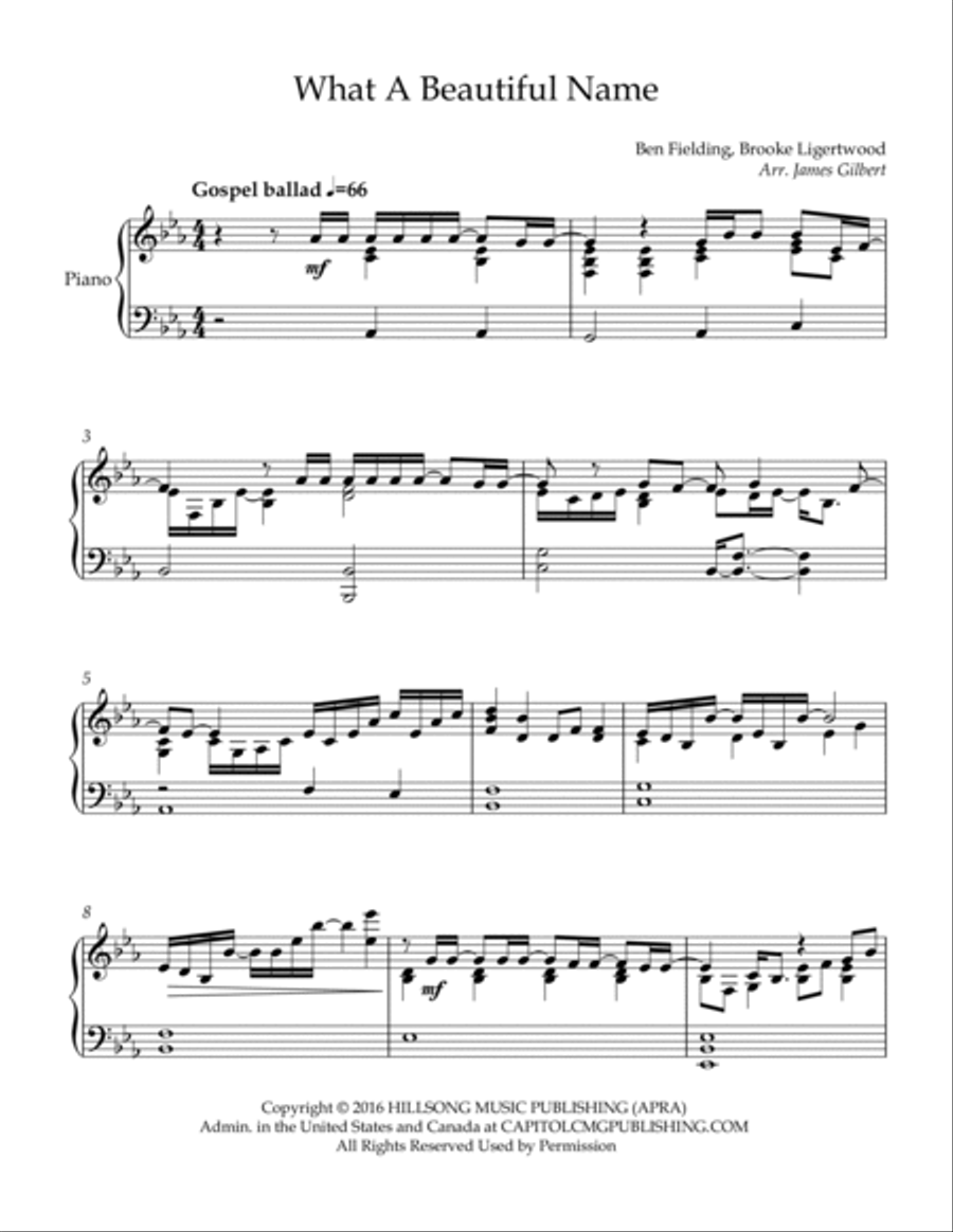 What A Beautiful Name Piano Solo scores gallery preview page 2