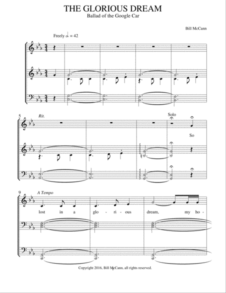 The Glorious Dream: Ballad of the Google Car Choir scores gallery preview page 1