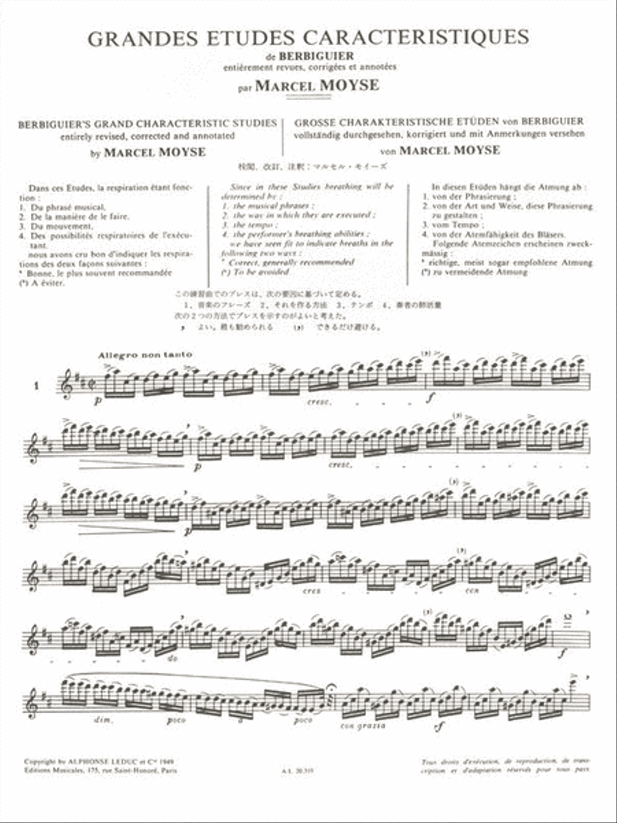 Grandes Etudes Caracteristiques de Berbiguier Flute Solo Sheet Music Sheet Music Plus