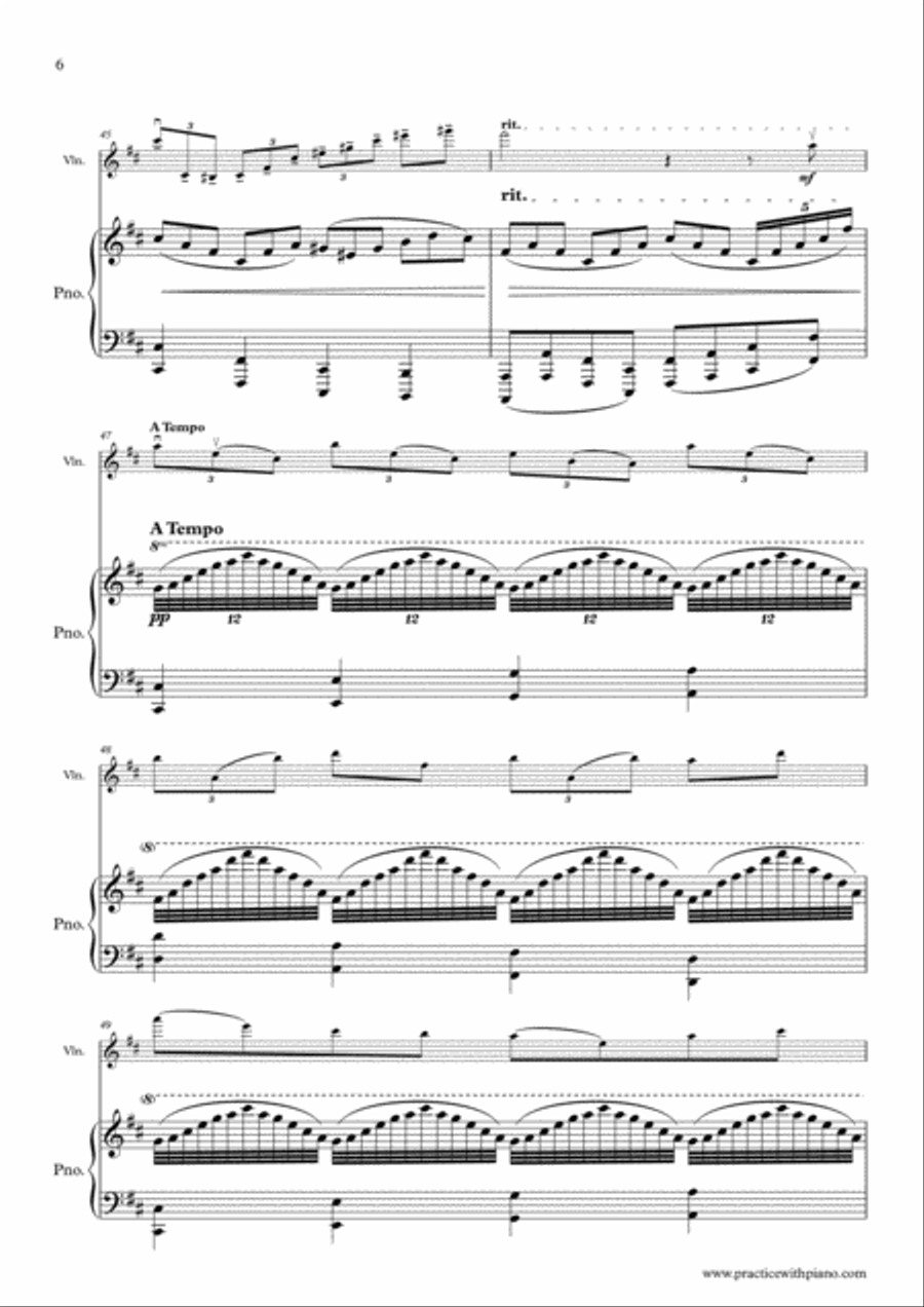 O HOLY NIGHT!, for violin and piano Violin Solo scores gallery preview page 6