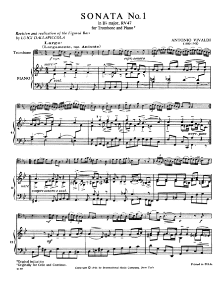 Sonata No. 1 In B Flat Major, Rv 47