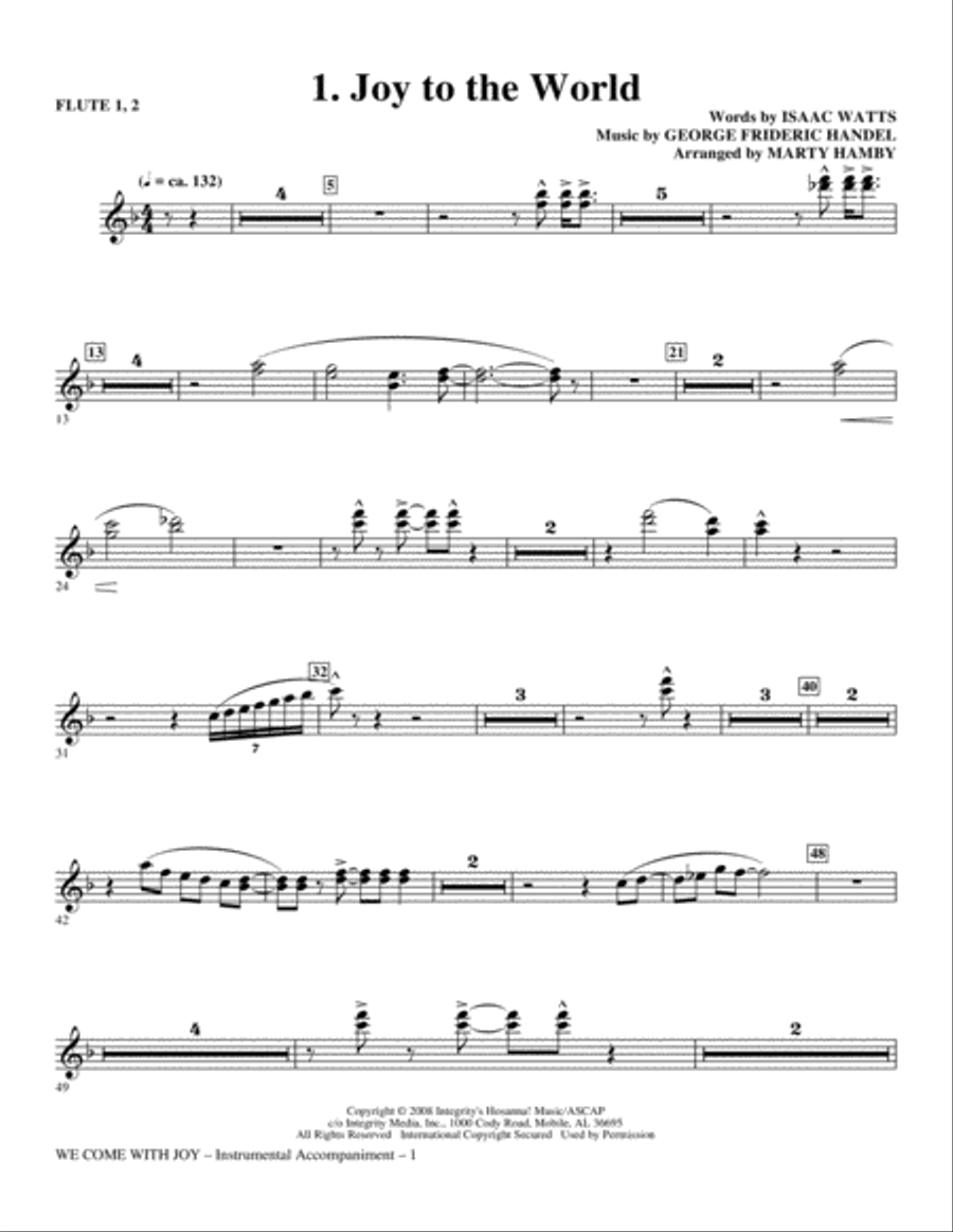 We Come With Joy Orchestration - Flute 1 & 2 Choir scores gallery preview page 1