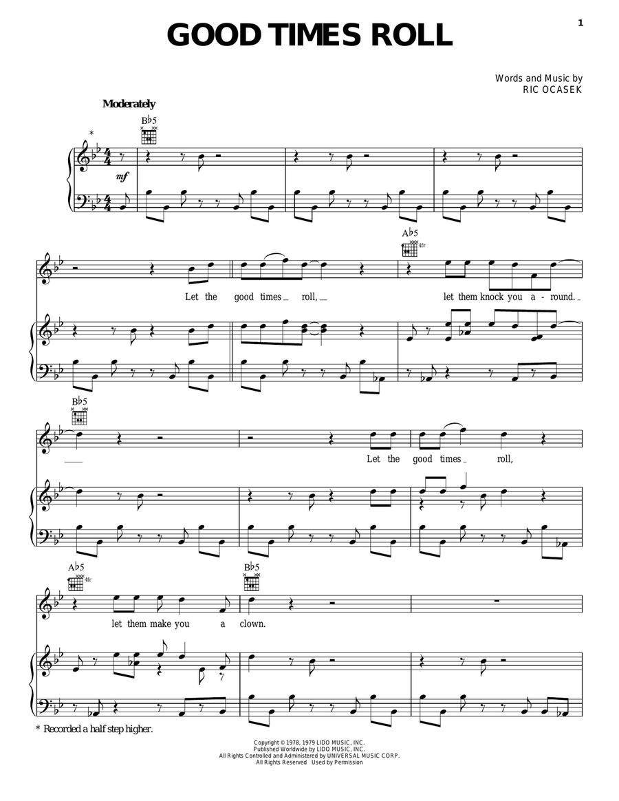 Good Times Roll Piano, Vocal, Guitar scores gallery preview page 1