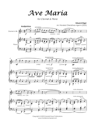 Book cover for AVE MARIA ELGAR for Clarinet & Piano