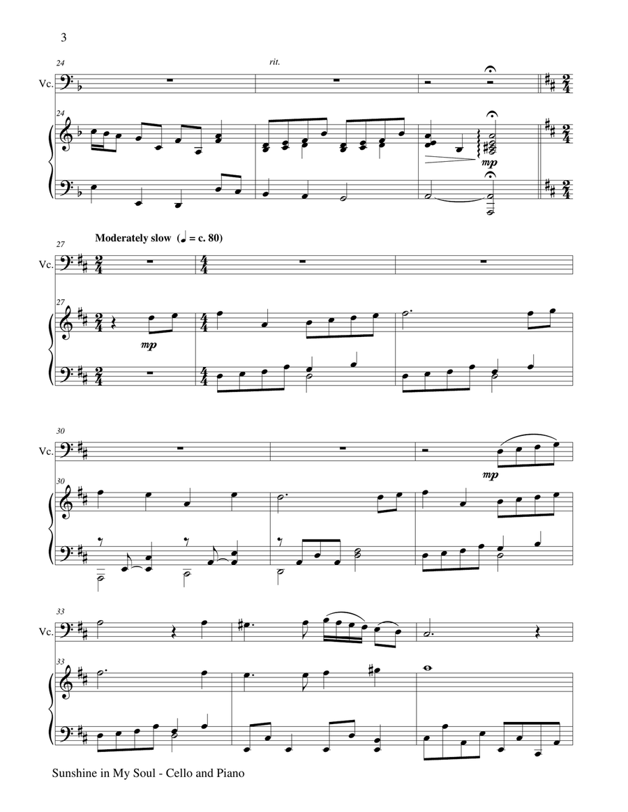 Sunshine in My Soul (Cello and Piano with Cello Part) Piano scores gallery preview page 4