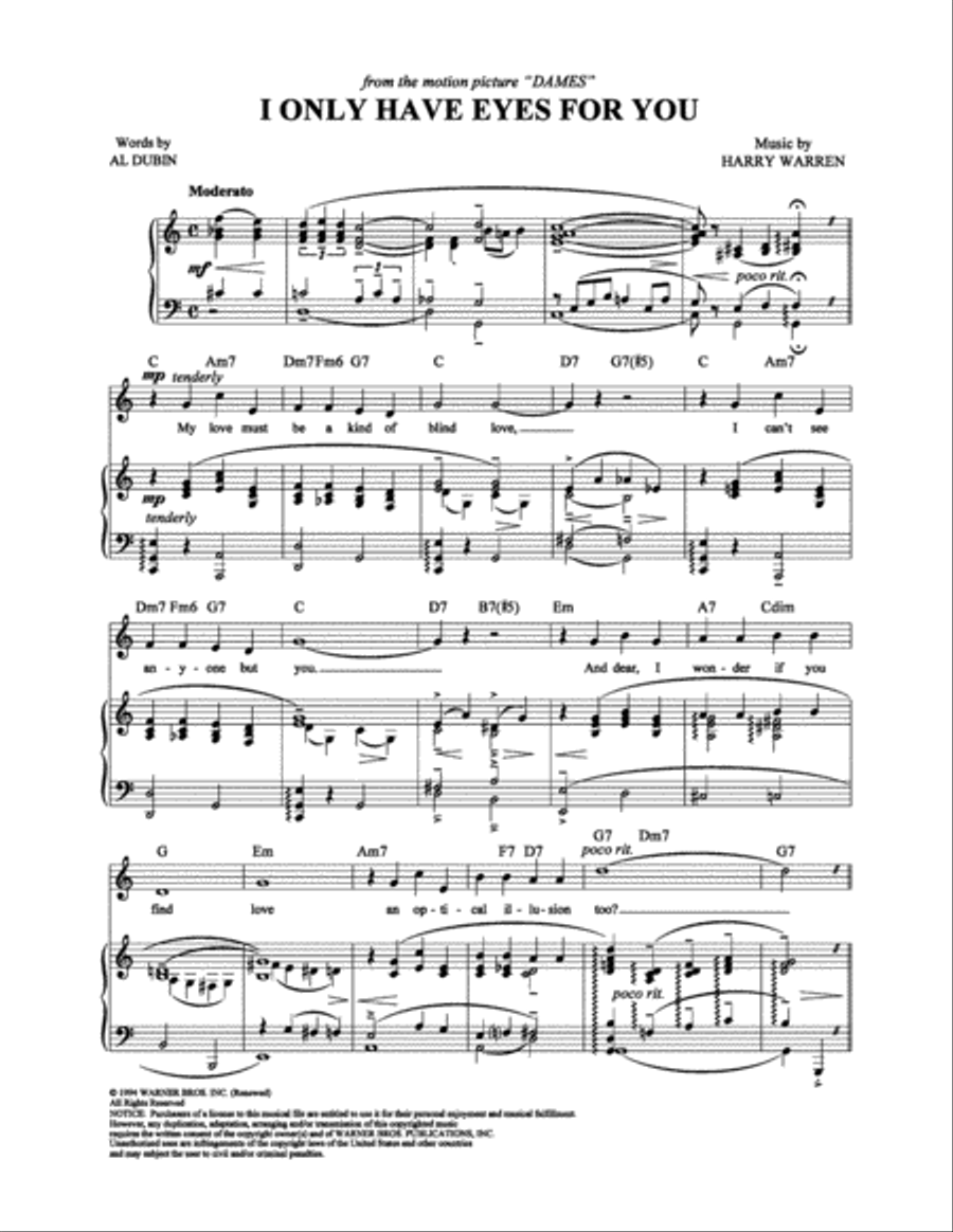 I Only Have Eyes For You I Only Have Eyes For You Piano, Vocal, Guitar scores gallery preview page 1