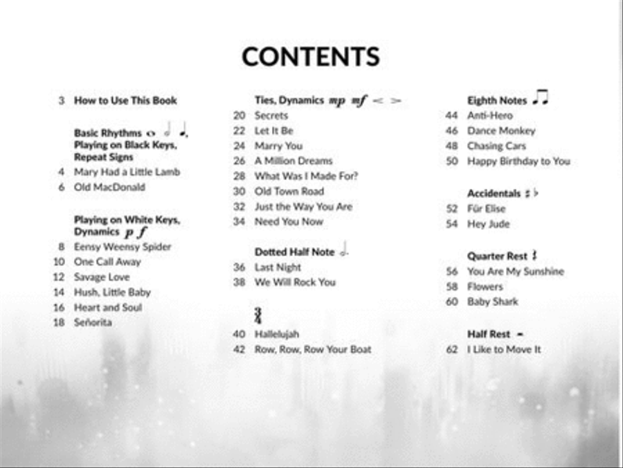 Piano Songs for the Very Beginner Easy Piano scores gallery preview page 3