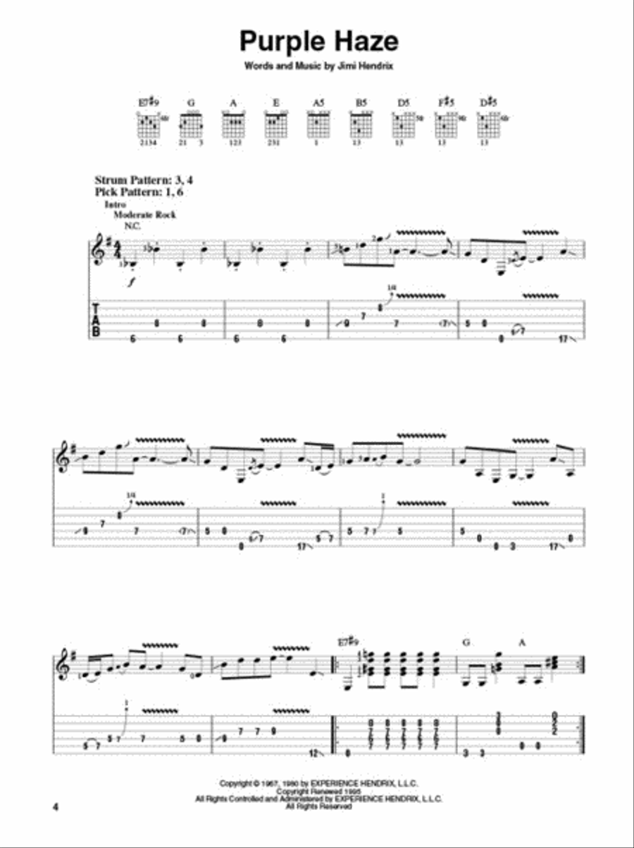 Jimi Hendrix – Smash Hits Guitar Tablature scores gallery preview page 3