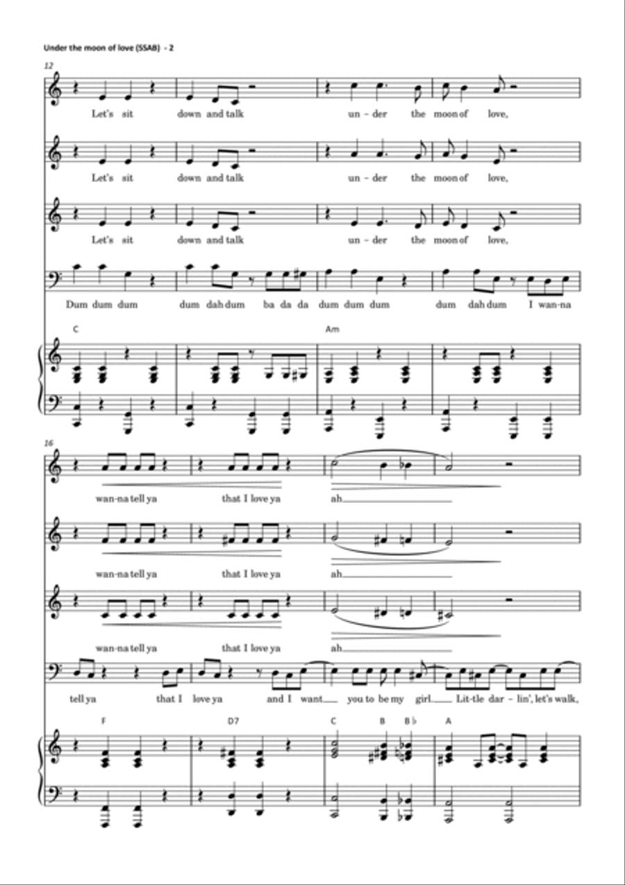 Under The Moon Of Love 4-Part scores gallery preview page 3