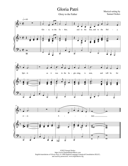 Gloria Patri (Glory to the Father) - for unison choir and piano/organ image number null