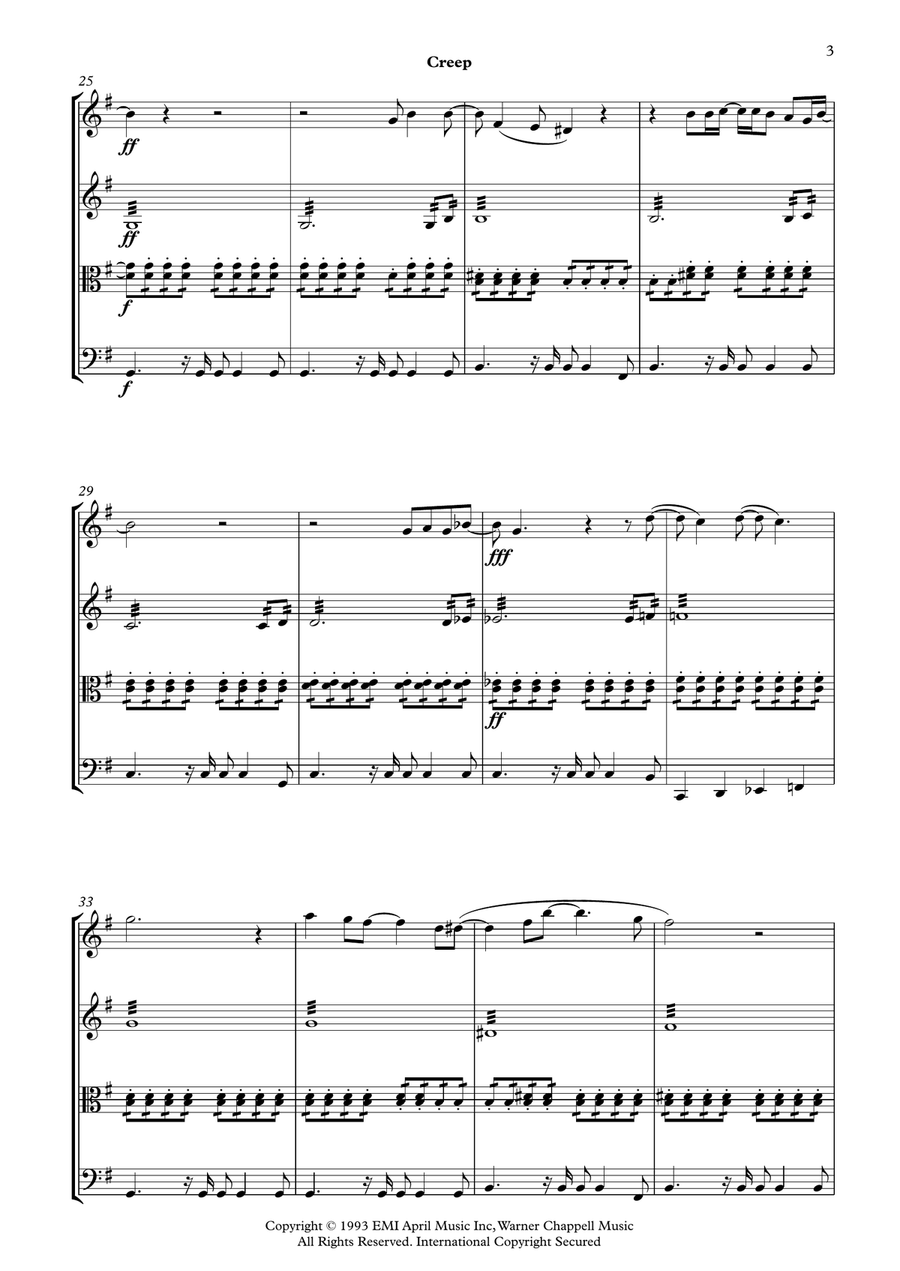 Creep String Quartet scores gallery preview page 3