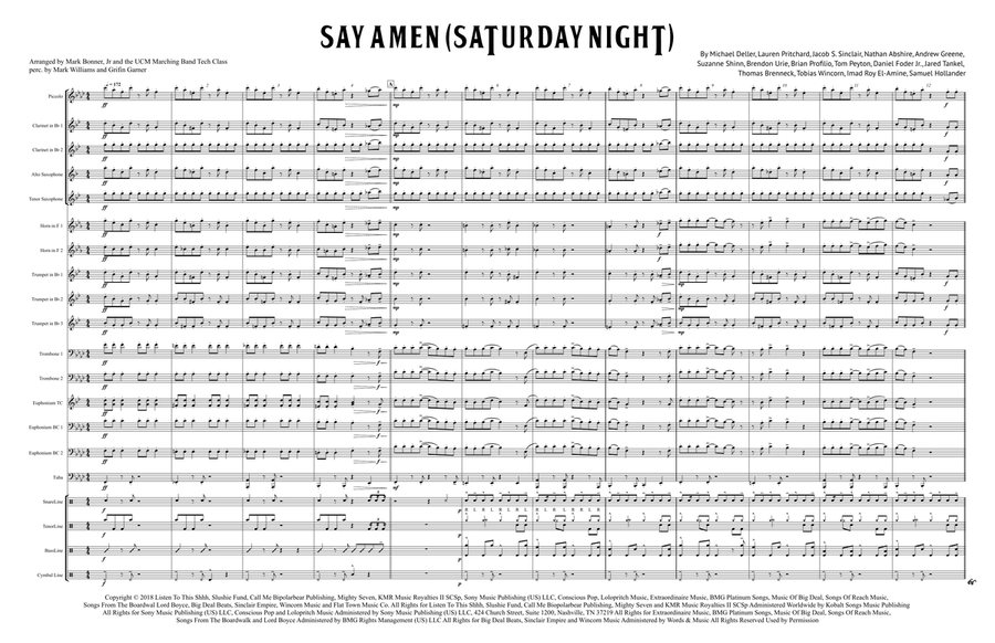 Say Amen (Saturday Night) Marching Band scores gallery preview page 1