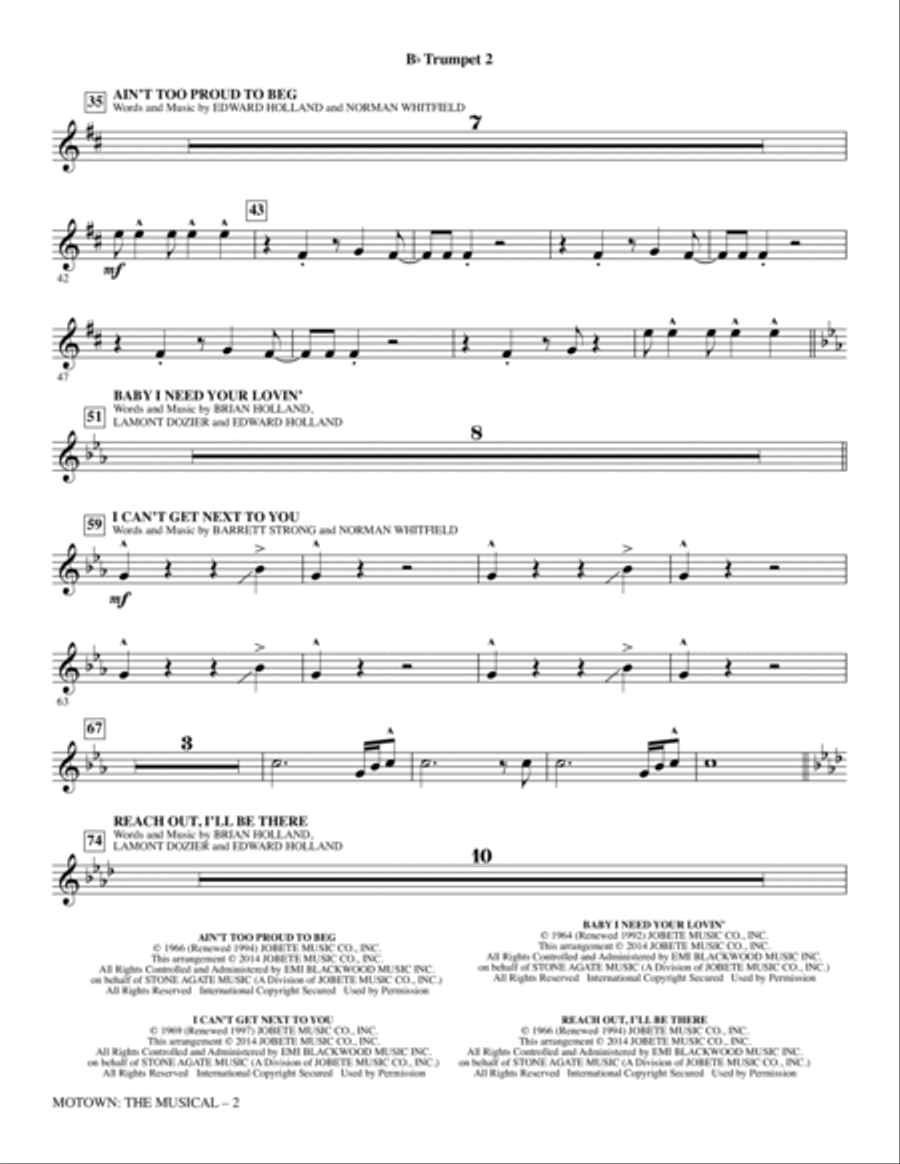 Motown: The Musical (Choral Highlights) - Trumpet 2 Choir scores gallery preview page 2