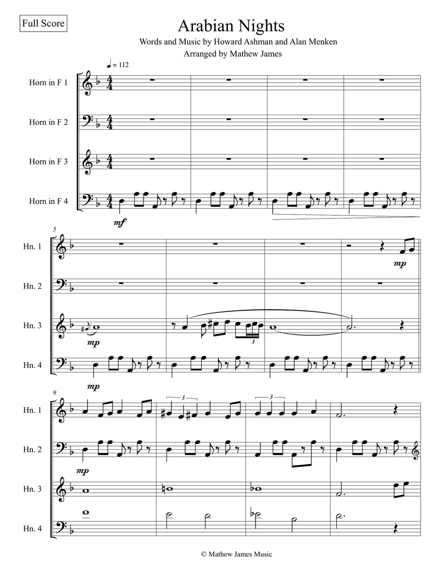 Arabian Nights Horn Solo scores gallery preview page 1