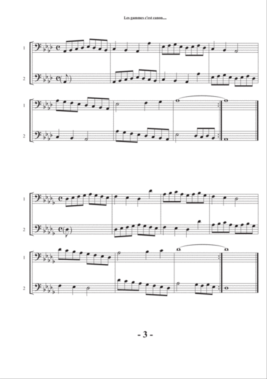 Les gammes c'est canon - Canon musical scales - Bass clef Brass Duet scores gallery preview page 4