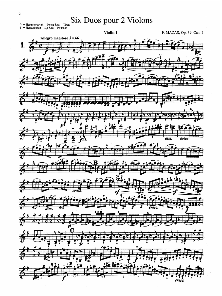 Mazas: Six Duets, Op. 39 - Duet No. 1 (Violin I)