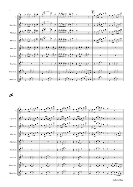 Yellow Bird - Haitian Folk Song - Calypso - Saxophone Quintet image number null