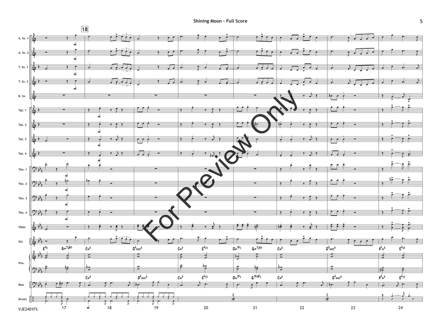 Shining Moon (Score) Jazz Ensemble scores gallery preview page 6