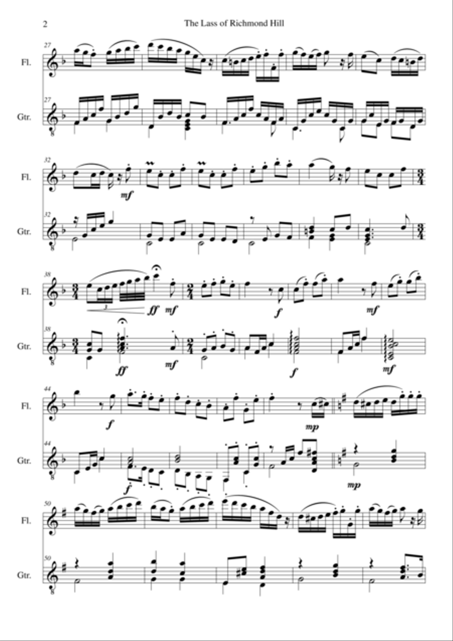 25 Arrangements for flute and classical guitar Flute scores gallery preview page 3