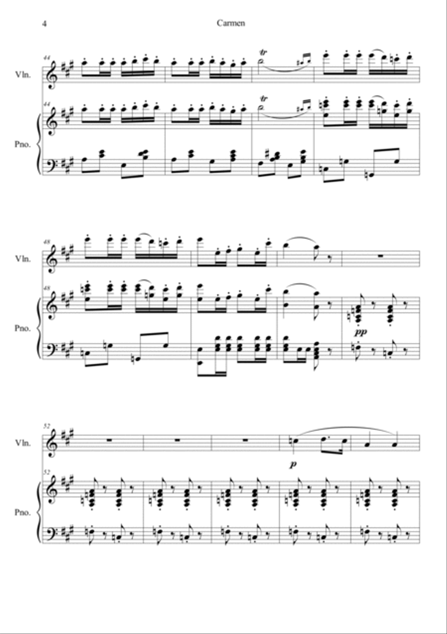 Carmen No.1 Prelude Violin Solo scores gallery preview page 4
