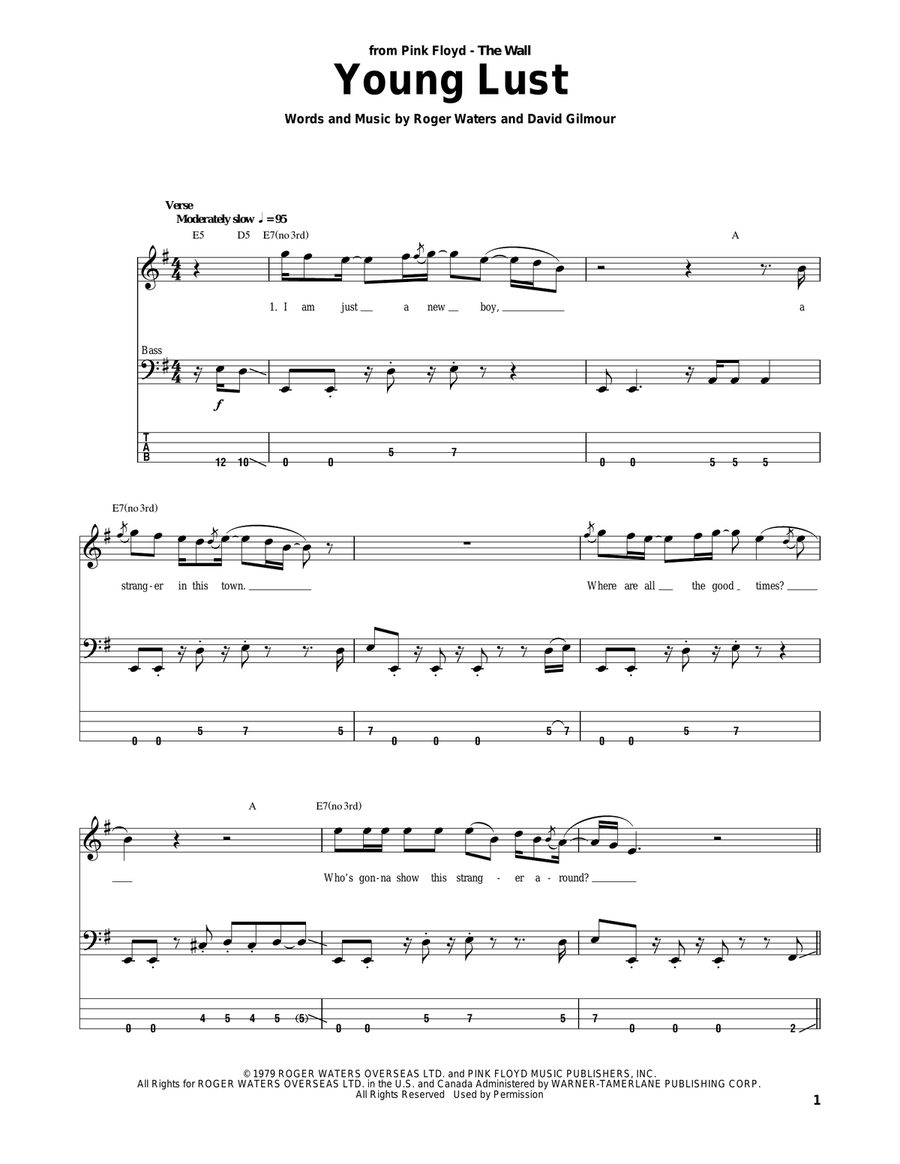 Young Lust Young Lust Guitar Tablature scores gallery preview page 1