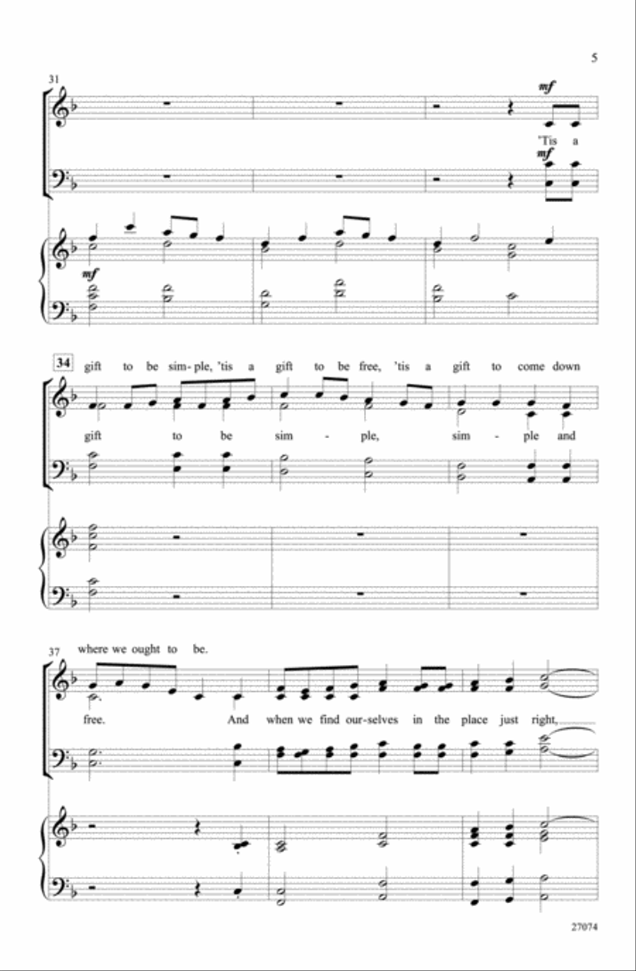 Simple Gifts 4-Part scores gallery preview page 4