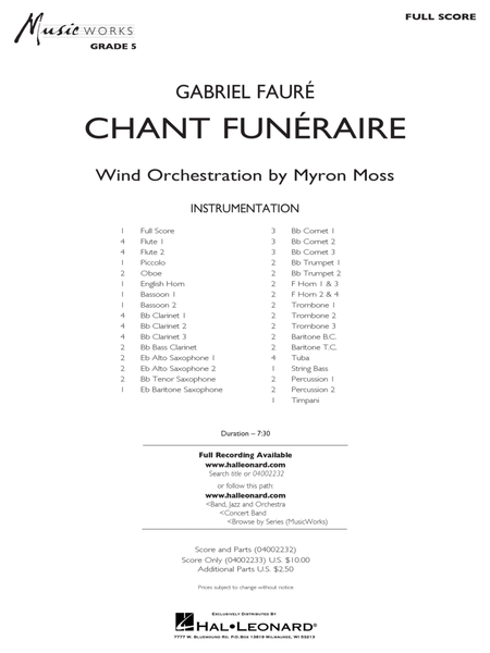 Chant Funeraire (arr. Myron Moss) - Conductor Score (Full Score)