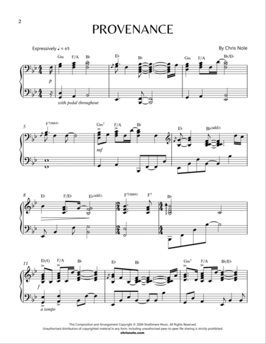 Provenance Piano Solo scores gallery preview page 2