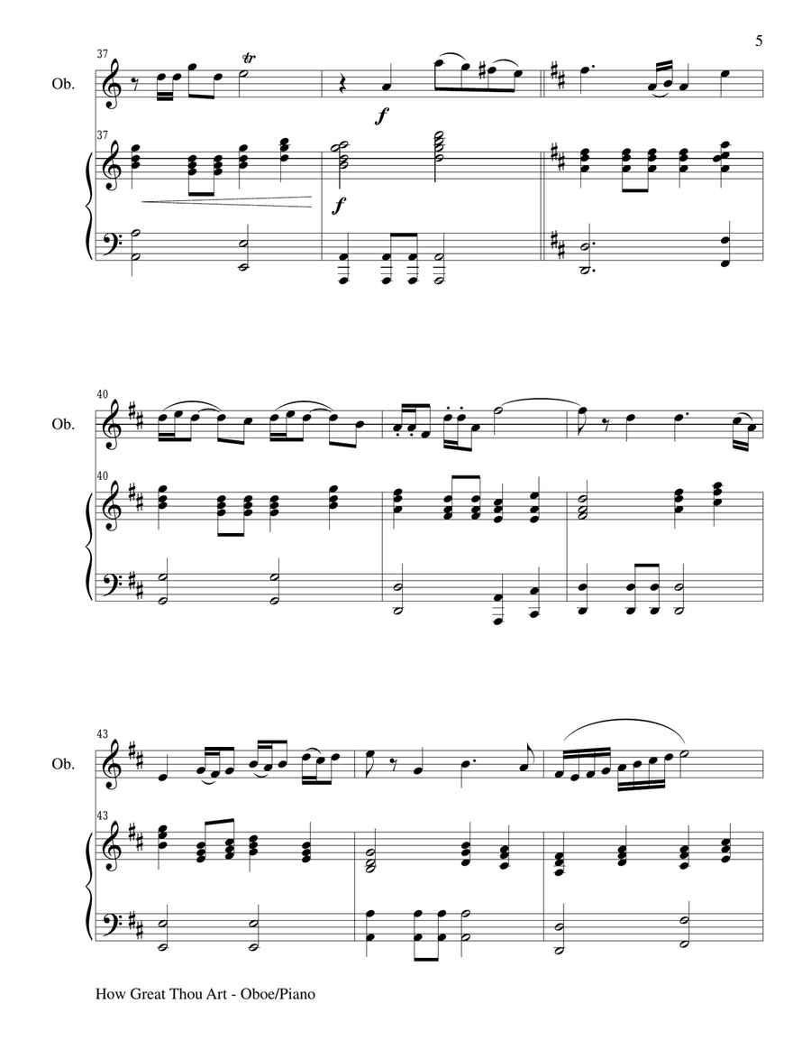 Gary Lanier: HYMNS of PRAISE and ADORATION (Duets for Oboe & Piano) Woodwind Duet scores gallery preview page 6