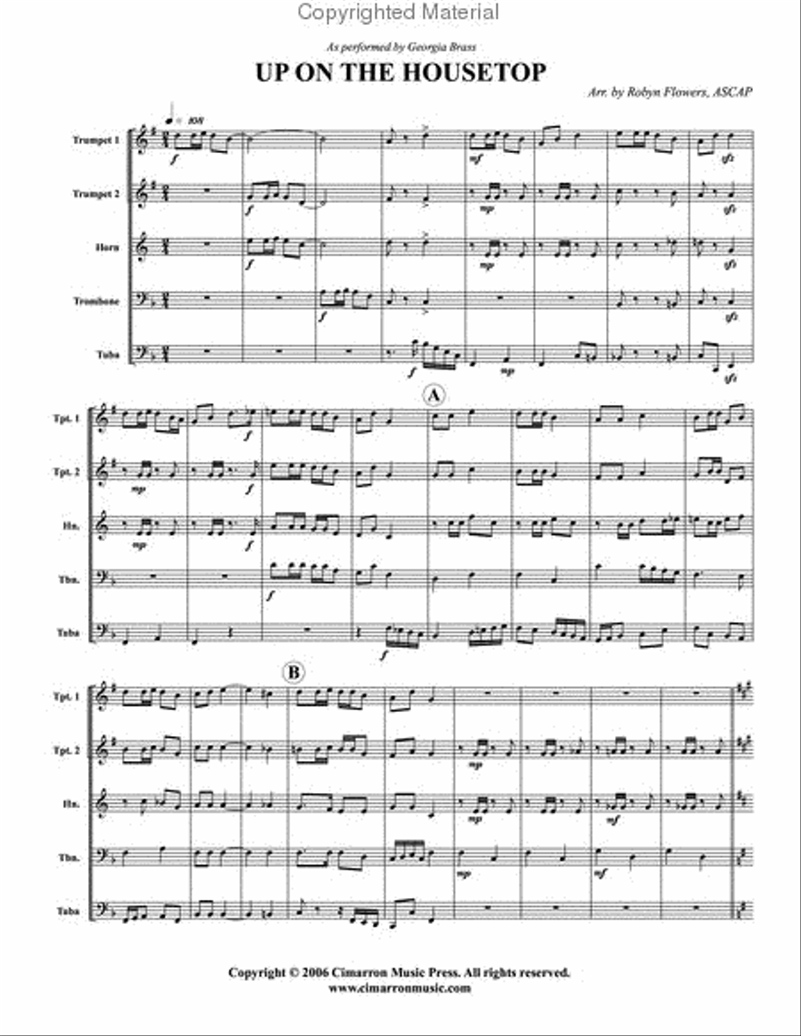 Up on the Housetop Up on the Housetop Brass Quintet scores gallery preview page 2