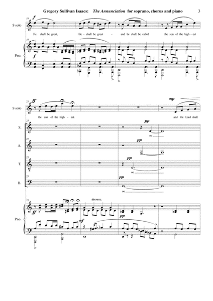 Gregory Sullivan Isaacs: The Annuciation from "Behold: A Christmas Service" for soprano solo, SATB image number null