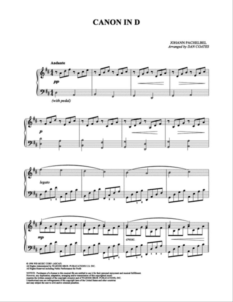 Canon in D Piano Solo scores gallery preview page 2